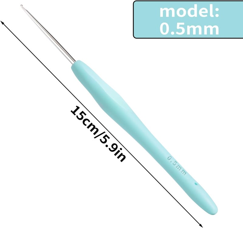 Gerute Small Size Crochet Hook Lace Crochet Needle, 0.5mm Crochet Hook, Ergonomic Crochet Hooks，Embroidery Thread Knitting Weaving Tool (0.5 mm) - Image 2